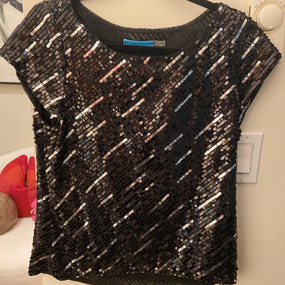 Alice + Olivia sequin top